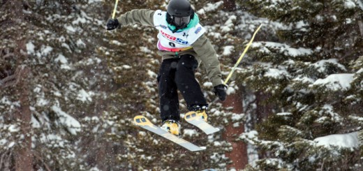 Dylan Martin of the Mammoth Freeski Team competing in the March 1 USASA Slopestyle contest for the Skier Men (13-15.) Martin took eighth place on Saturday, then placed fourth on Sunday.
