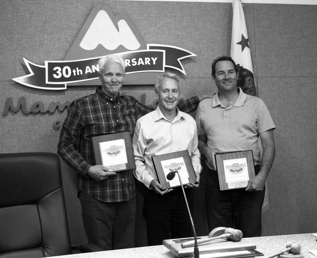 Time to leave the island: (L-R) outgoing Councilmembers John Eastman, Rick Wood and Matthew Lehman can start writing Fernie, Richardson and Wentworth jokes.