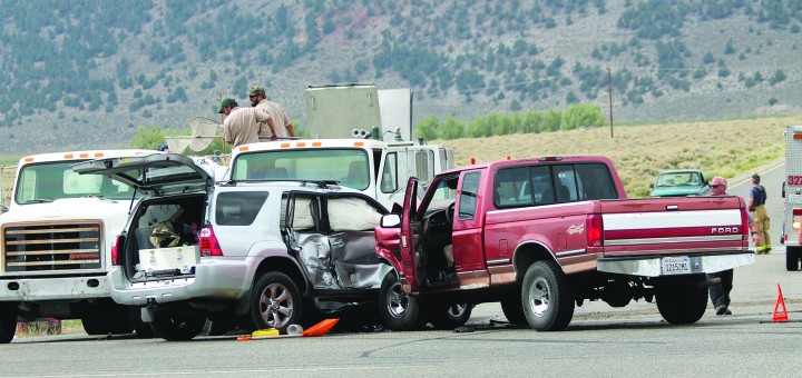Tuesday’s three car crash at the Mammoth-Yosemite Airport exit. Photo courtesy: Jack Lunch.