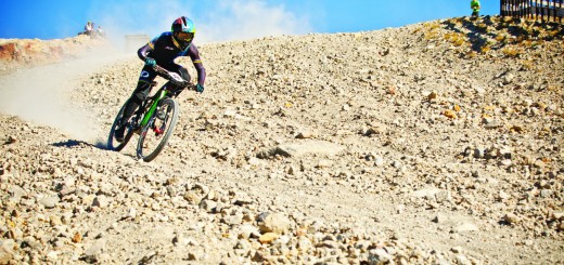 Rider Brian Lopes catches speed on the “Kamikaze Trail” at last year’s Mammoth Kamikaze Bike Games. Photo courtesy: Peter Morning.