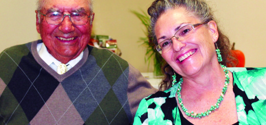 Augie Hess and daughter Heidi at his 100th birthday party Monday in Lee Vining. Photo courtesy: Sheet staff.